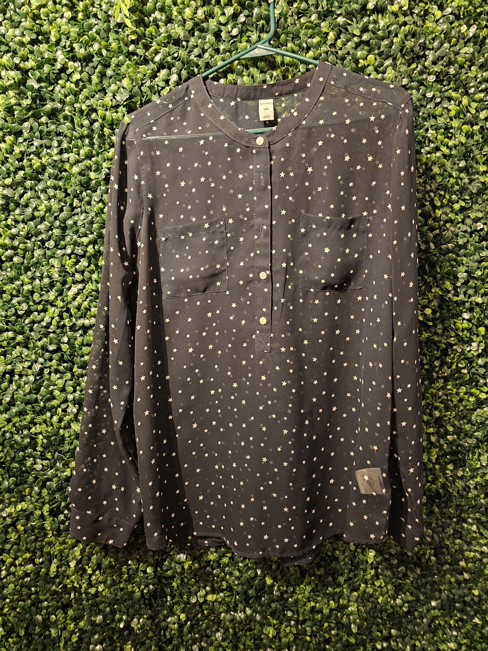Old Navy Navy Long-Sleeve Star Print Shirt